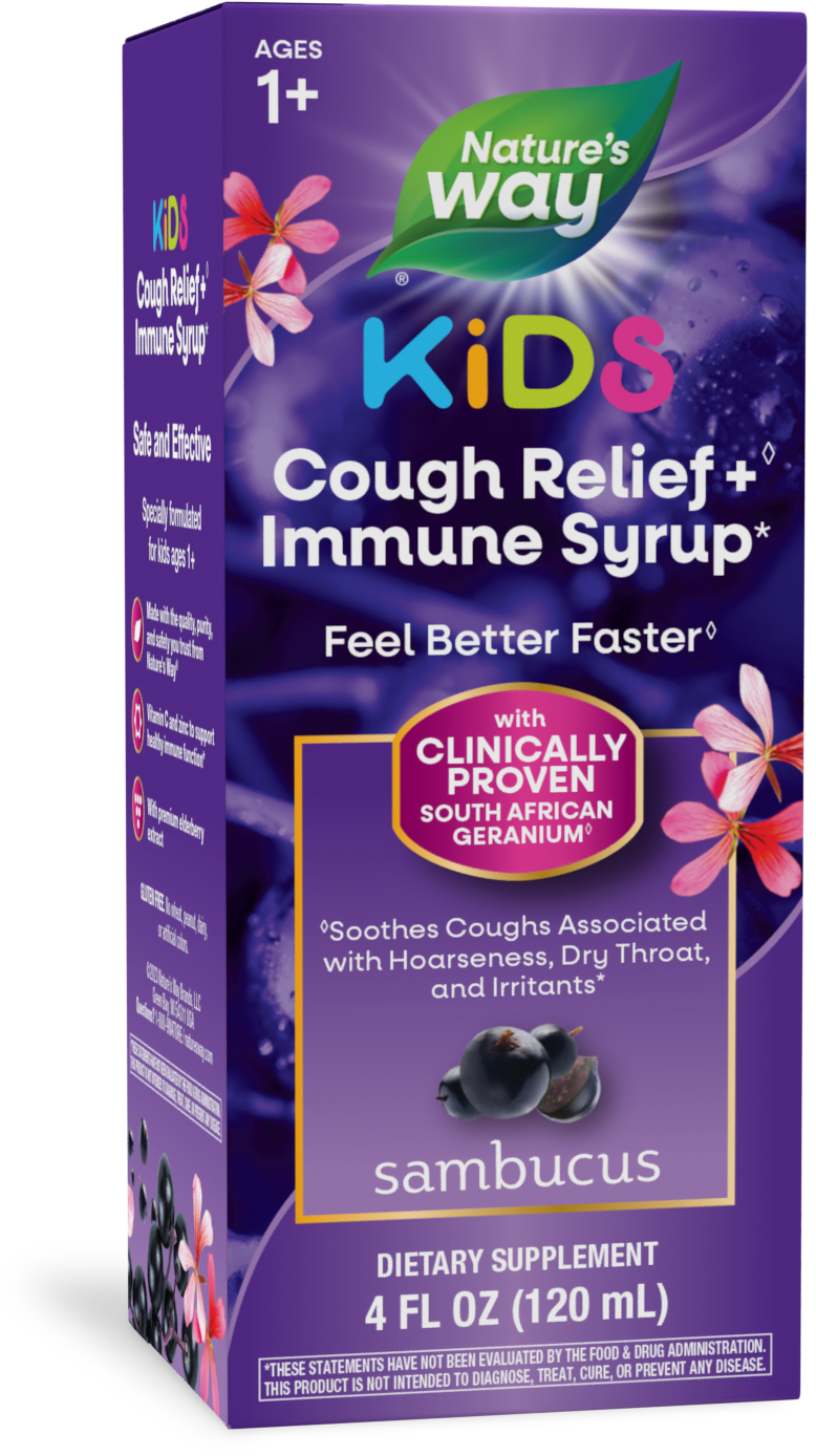 <{%PRIMARY_13671%}>Nature's Way® | Sambucus Kids Cough Relief + Immune Syrup, 4 fl oz (120 ml)