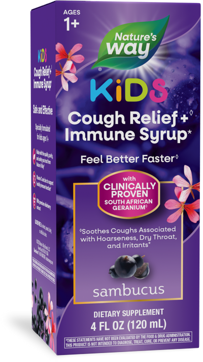 <{%PRIMARY_13671%}>Nature's Way® | Sambucus Kids Cough Relief + Immune Syrup, 4 fl oz (120 ml)