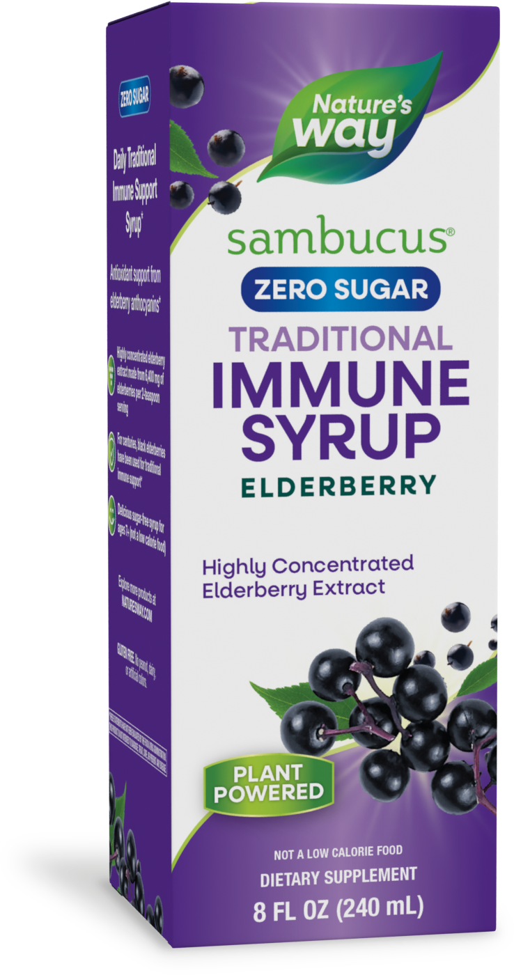 <{%PRIMARY_15331%}>Nature's Way® | Sambucus Zero Sugar Traditional Immune Syrup, 8 fl oz (235 ml), Elderberry