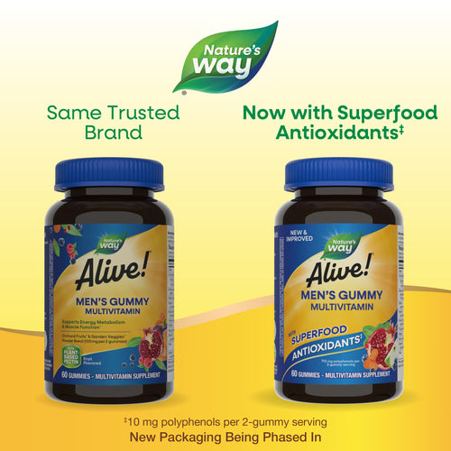 Nature's Way® | Alive! Men's Gummy Multivitamin - package updates old to new Sku:15900