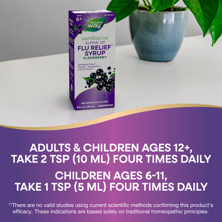 Sambucus Flu Relief Syrup Supplement Facts
