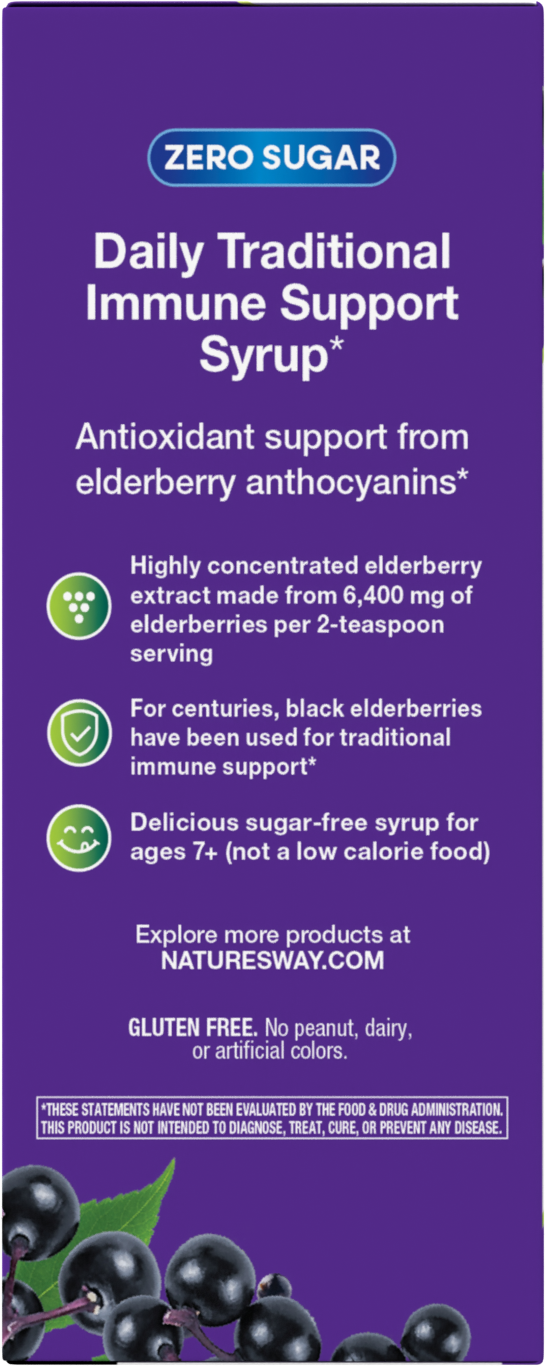 <{%MAIN4_6971%}>Nature's Way® | Sambucus Zero Sugar Traditional Immune Syrup - left side of pack
