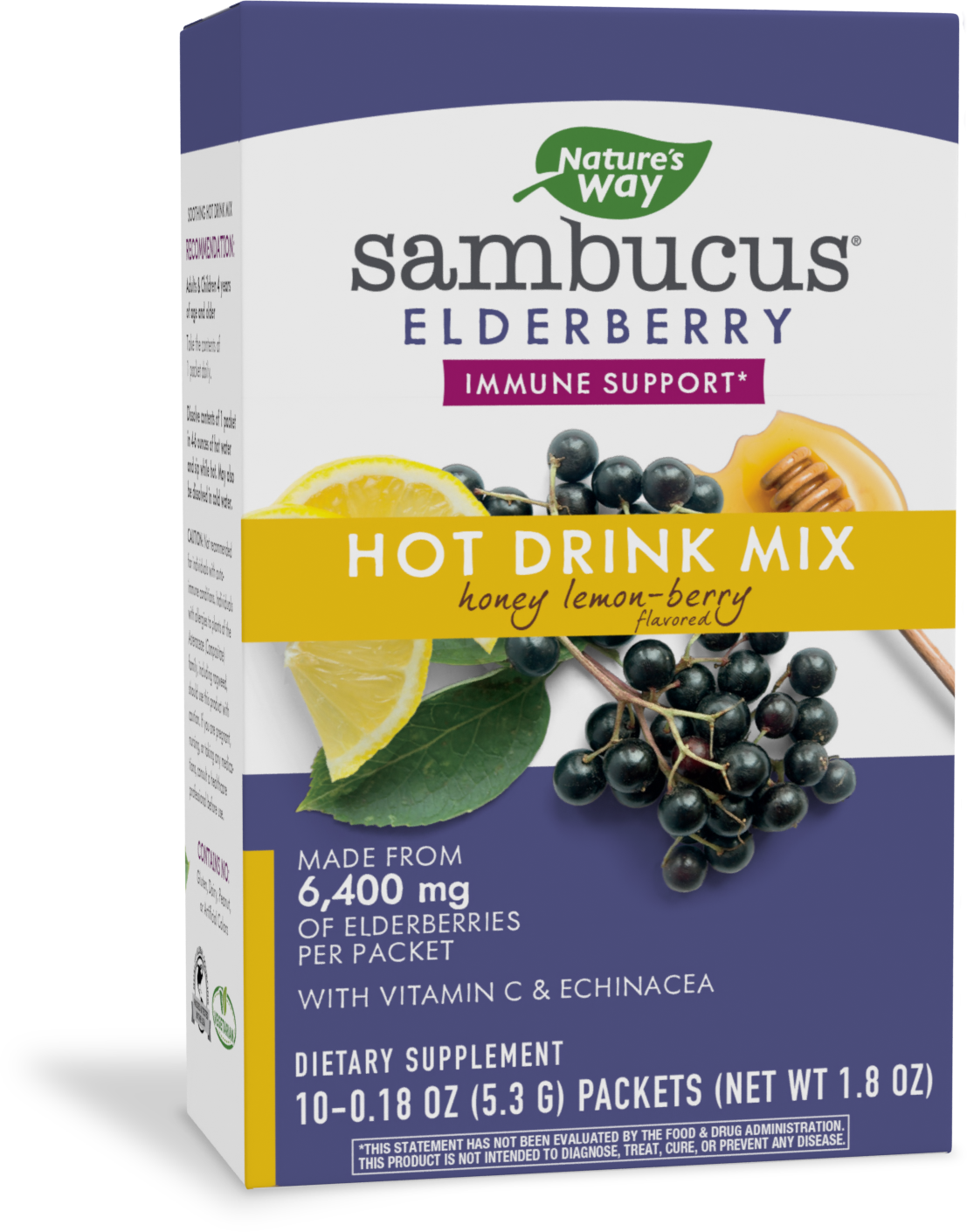 <{%PRIMARY_12087%}>Nature's Way® | Sambucus Hot Drink, 10 drink mixes, Honey Lemon Berry