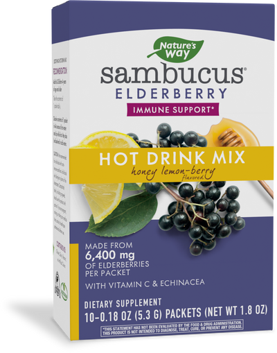 <{%PRIMARY_12087%}>Nature's Way® | Sambucus Hot Drink, 10 drink mixes, Honey Lemon Berry
