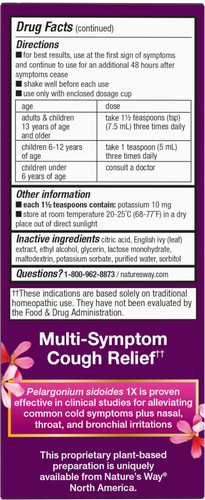 Nature's Way® | Umcka Cough Relief Syrup - back of pack Sku:15864