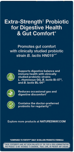 Nature's Way® | Fortify Adult Extra-Strength Probiotic - left side of pack Sku:10673