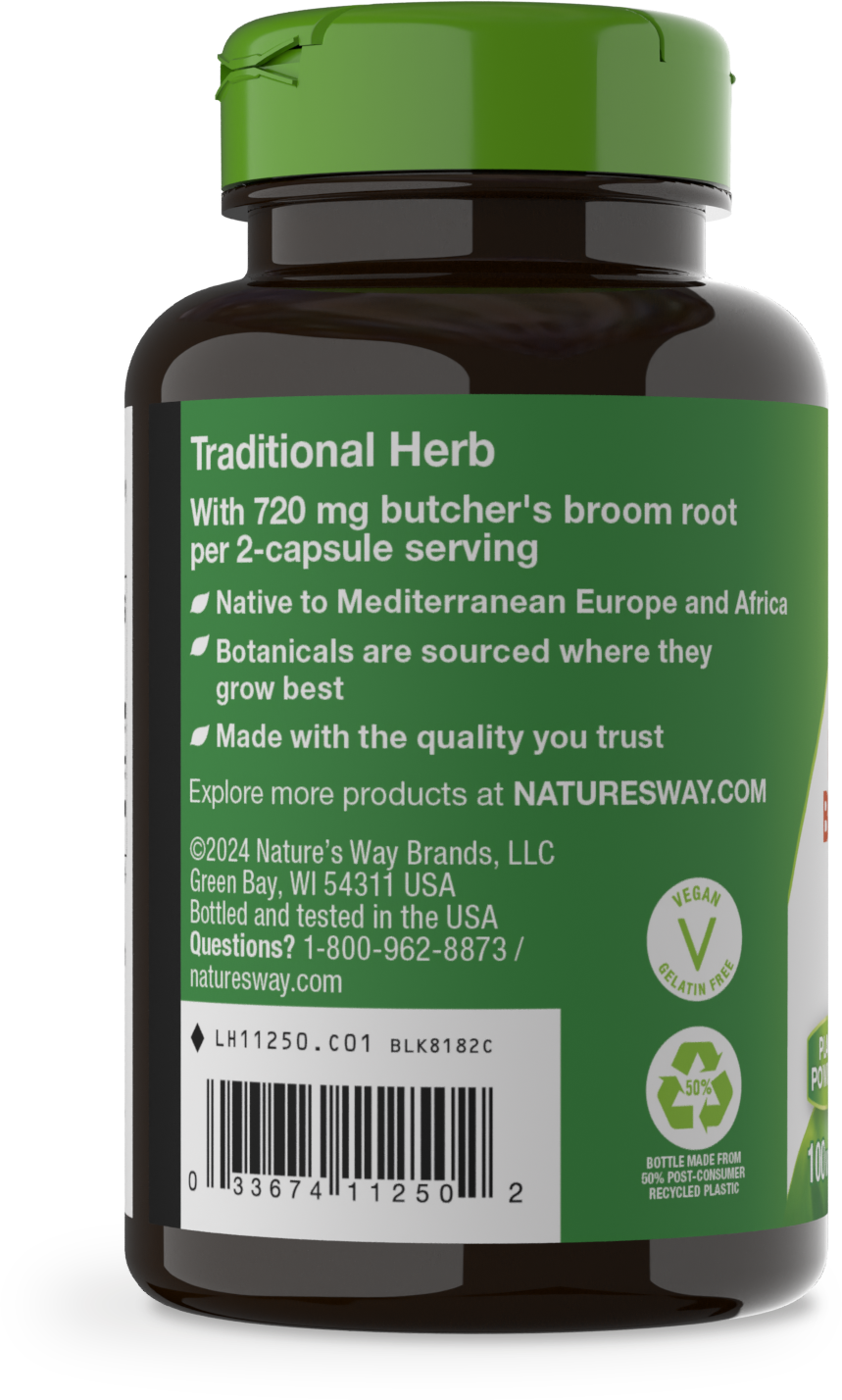 <{%MAIN3_11250%}>Nature's Way® | Butcher's Broom Root - left side of pack