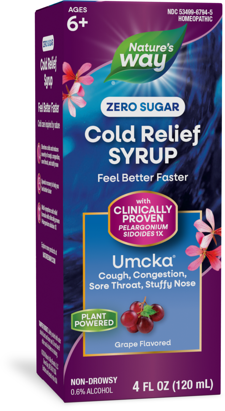 <{%PRIMARY_15794%}>Nature's Way® | Umcka Zero Sugar Cold Relief Syrup, 4 fl oz (120 ml), Grape
