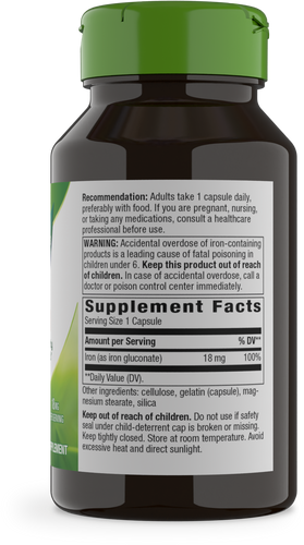 Nature's Way® | Iron - right side of pack Sku:41041