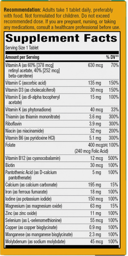 Nature's Way® | Alive! Adult Complete Multivitamin - right side of pack Sku:60192