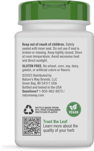 Nature's Way® | Slippery Elm Bark - back of pack Sku:17100
