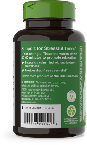 Nature's Way® | L-Theanine - left side of pack Sku:09550