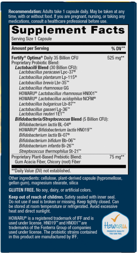 Nature's Way® | Fortify Optima 35 Billion Probiotic - right side of pack Sku:15652