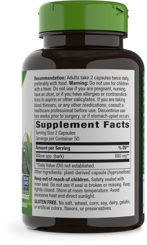 Nature's Way® | Willow Bark - right side of pack Sku:17850