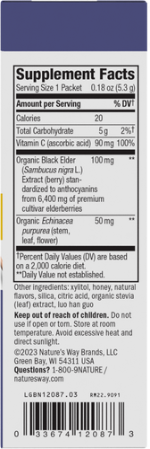 Nature's Way® | Sambucus Hot Drink - right side of pack Sku:12087