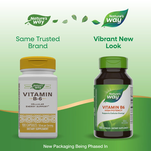 Nature's Way® | Vitamin B6 High Potency - package updates old to new Sku:40431