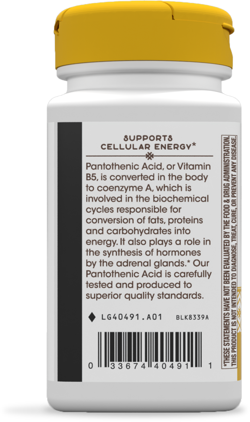 <{%MAIN2_40491%}>Nature's Way® | Pantothenic Acid Vitamin B5 - left side of pack