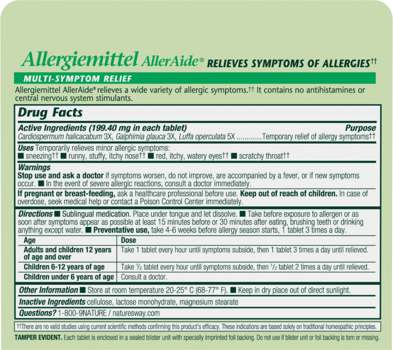 <{%MAIN1_21812590%}>Nature's Way® | Allergiemittel AllerAide - back of pack