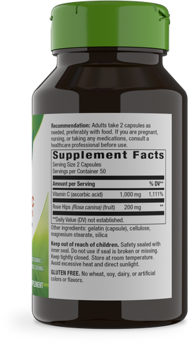 Nature's Way® | Vitamin C with Rose Hips - right side of pack Sku:40310