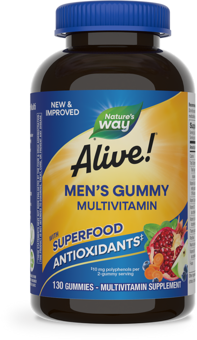 <{%PRIMARY_14031%}>Nature's Way® | Alive! Men's Gummy Multivitamin, 130 gummies, Fruit