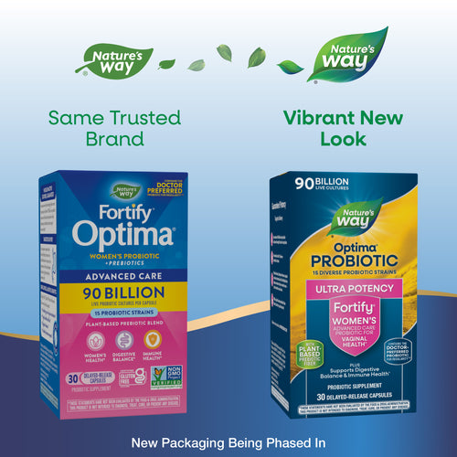Nature's Way® | Fortify Optima Women's Advanced Care 90 Billion Probiotic - package updates old to new Sku:15859