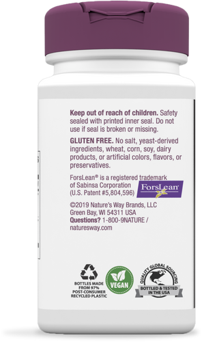 Nature's Way® | Forskohlii Premium Blend - back of pack Sku:10006