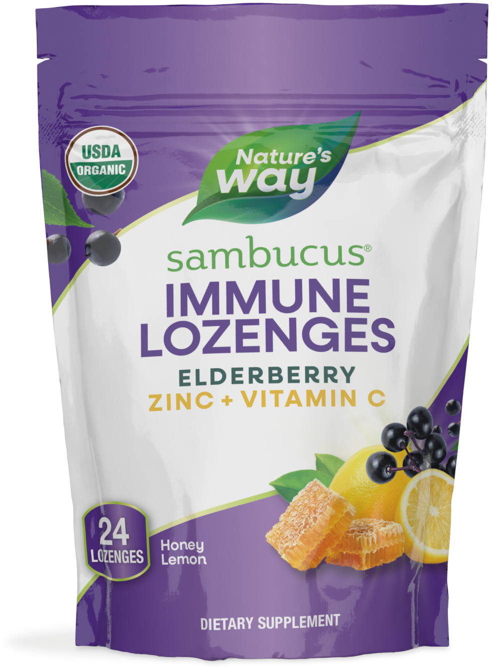 <{%PRIMARY_12089%}>Nature's Way® | Sambucus Immune Lozenges, 24 lozenges, Honey Lemon