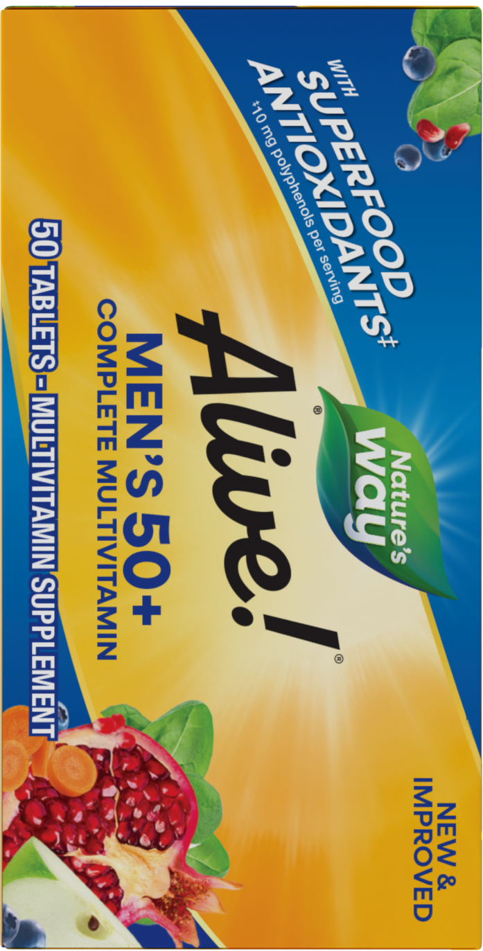 <{%MAIN4_13661%}>Nature's Way® | Alive! Men's 50+ Complete Multivitamin - left side of pack
