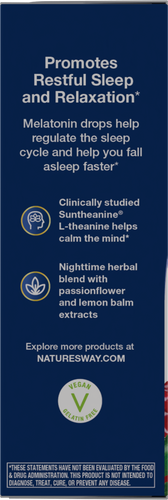 Nature's Way® | Sleep Tonight Melatonin Drops - left side of pack Sku:10746
