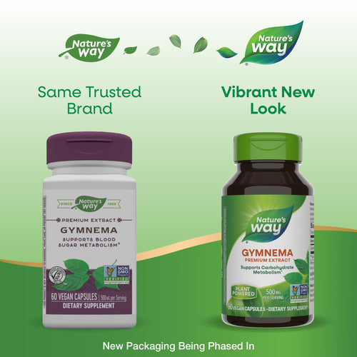 Nature's Way® | Gymnema Premium Extract - package updates old to new Sku:63700