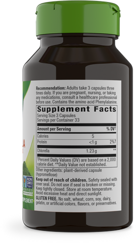 Nature's Way® | Chlorella - right side of pack Sku:11850