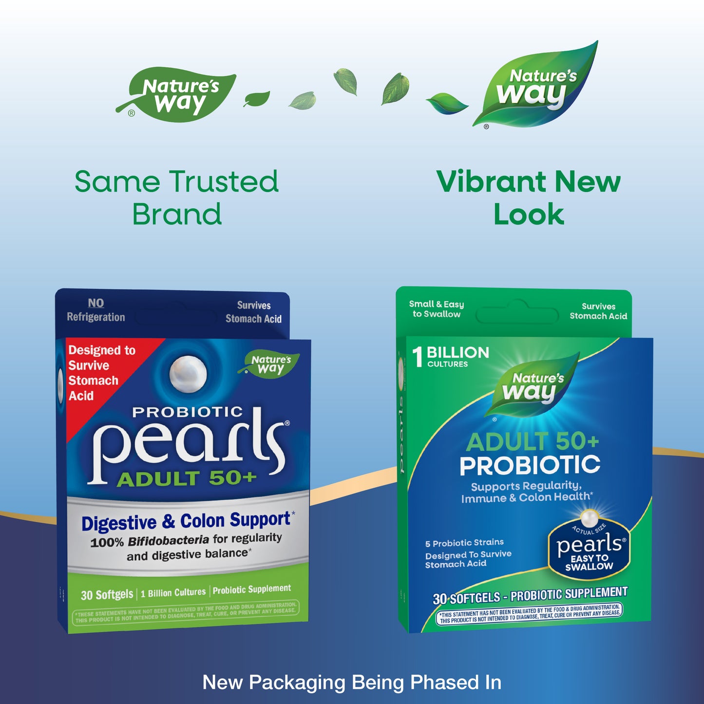 <{%MAIN5_10510%}>Nature's Way® | Probiotic Pearls Adults 50+ - package updates old to new