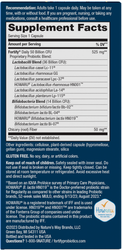 Nature's Way® | Fortify Adult Extra-Strength Probiotic - right side of pack Sku:10673