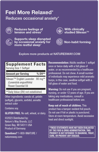 Nature's Way® | CalmAid - back of pack Sku:15819