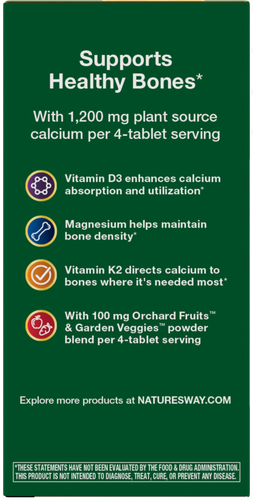 Nature's Way® | Alive! Calcium Bone Support - left side of pack Sku:15838