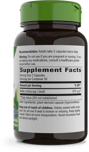 Nature's Way® | Nettle Leaf - right side of pack Sku:15150