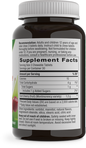 Nature's Way® | Tart Cherry Ultra Chewables - right side of pack Sku:15831