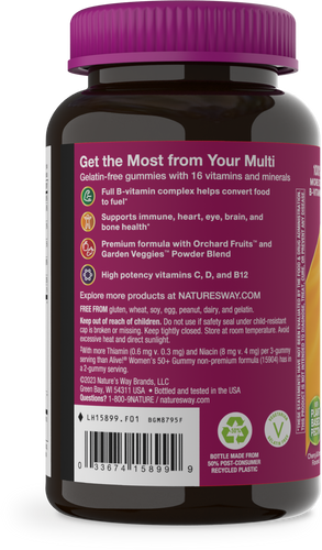 Nature's Way® | Alive! Premium Women's 50+ Gummy Multivitamin - left side of pack Sku:15899