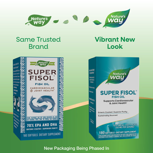 Nature's Way® | Super Fisol Fish Oil - package updates old to new Sku:15518
