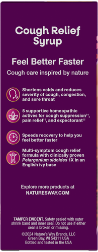 Nature's Way® | Umcka Cough Relief Syrup - left side of pack Sku:15864