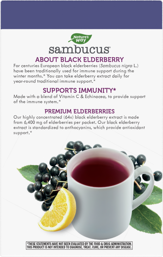 Nature's Way® | Sambucus Hot Drink - back of pack Sku:12087