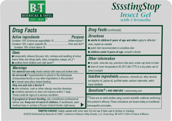 Nature's Way® | Boericke & Tafel Ssssting Stop Gel - back of pack Sku:21825390