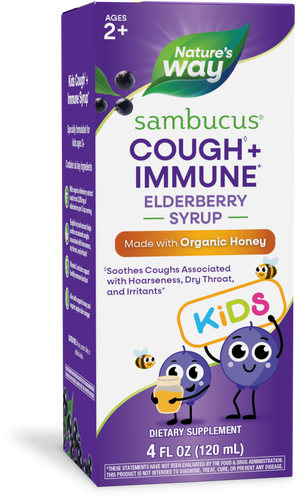 Nature's Way® | Sambucus Kids Cough + Immune Elderberry Syrup, 4 fl oz (120 ml) Sku:13315