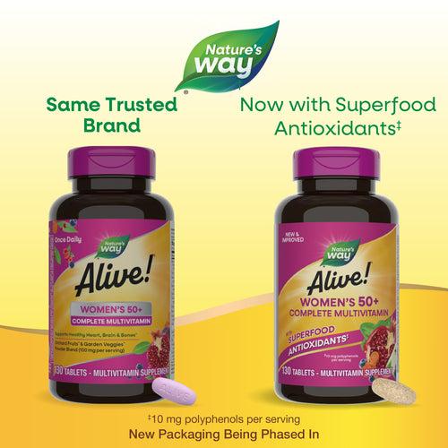 Nature's Way® | Alive! Women's 50+ Complete Multivitamin - package updates old to new Sku:14210