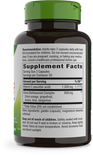 Nature's Way® | Vitamin C with Bioflavonoids - right side of pack Sku:40330