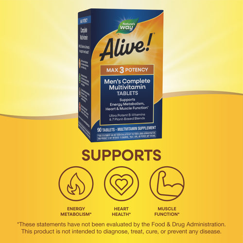 Nature's Way® | Alive! Max3 Potency Men's Complete Multivitamin Tablets Sku:15542