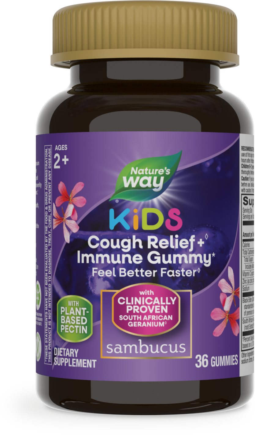 <{%PRIMARY_13676%}>Nature's Way® | Sambucus Kids Cough Relief + Immune Gummies, 36 gummies, Elderberry