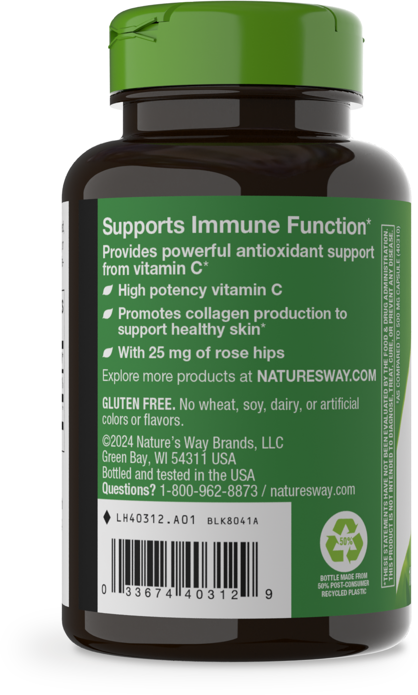 <{%MAIN10_40312%}>Nature's Way® | Vitamin C with Rose Hips Extra Strength - left side of pack