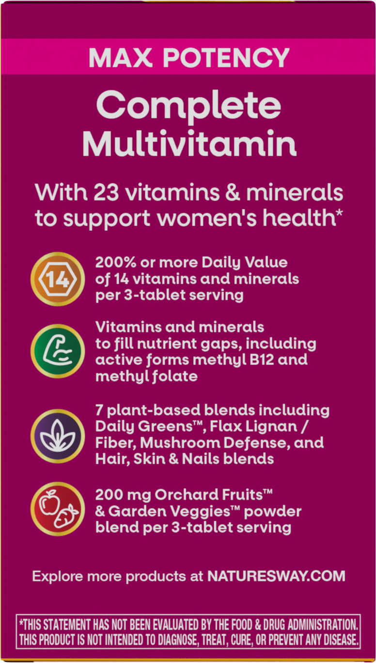 <{%MAIN4_15543%}>Nature's Way® | Alive! Max3 Potency Women's Complete Multivitamin - left side of pack