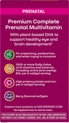 Nature's Way® | Alive! Premium Prenatal Multivitamin - left side of pack Sku:11209